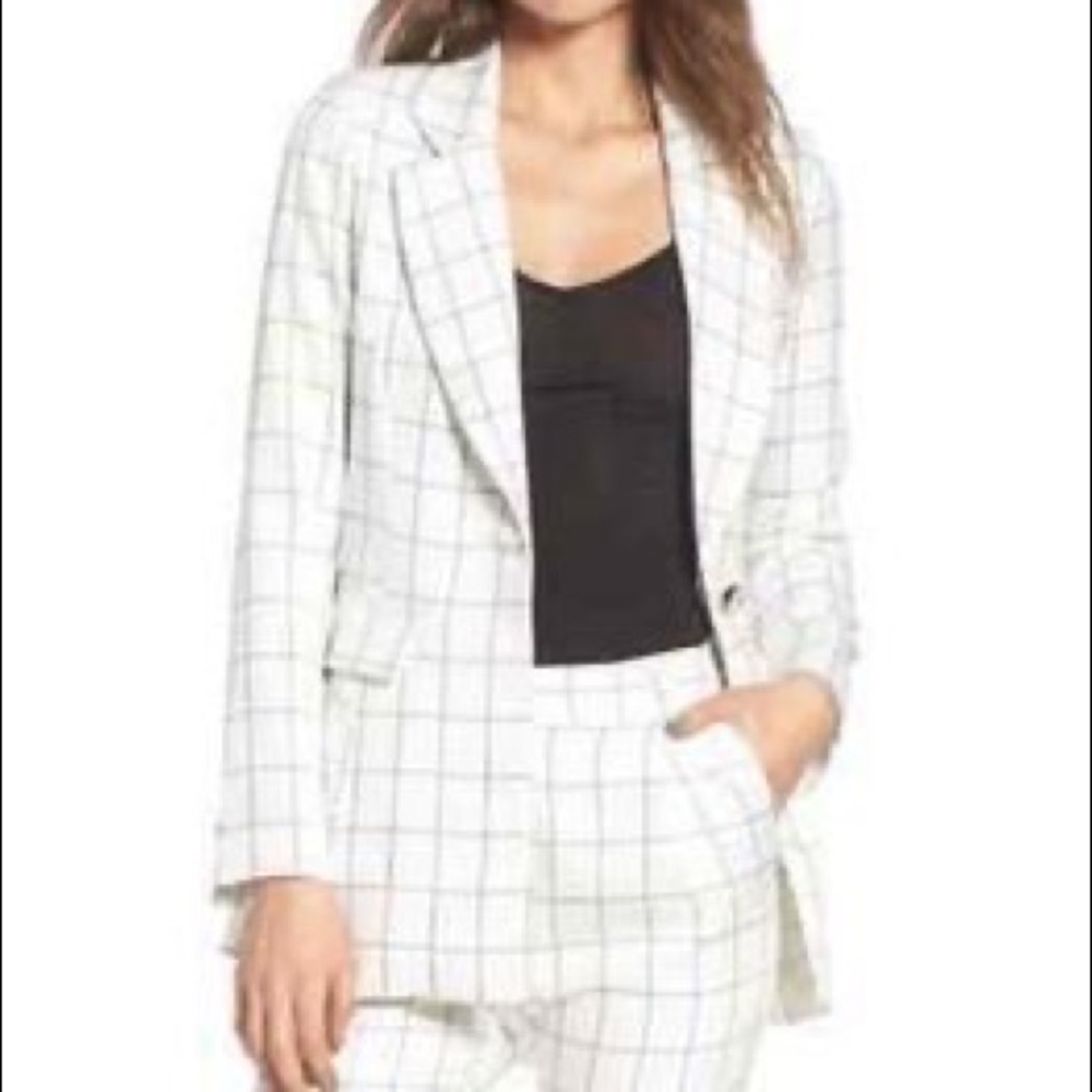House of Harlow x  Revolve White Plaid Tweed Office Siren Classic Blazer NWT M